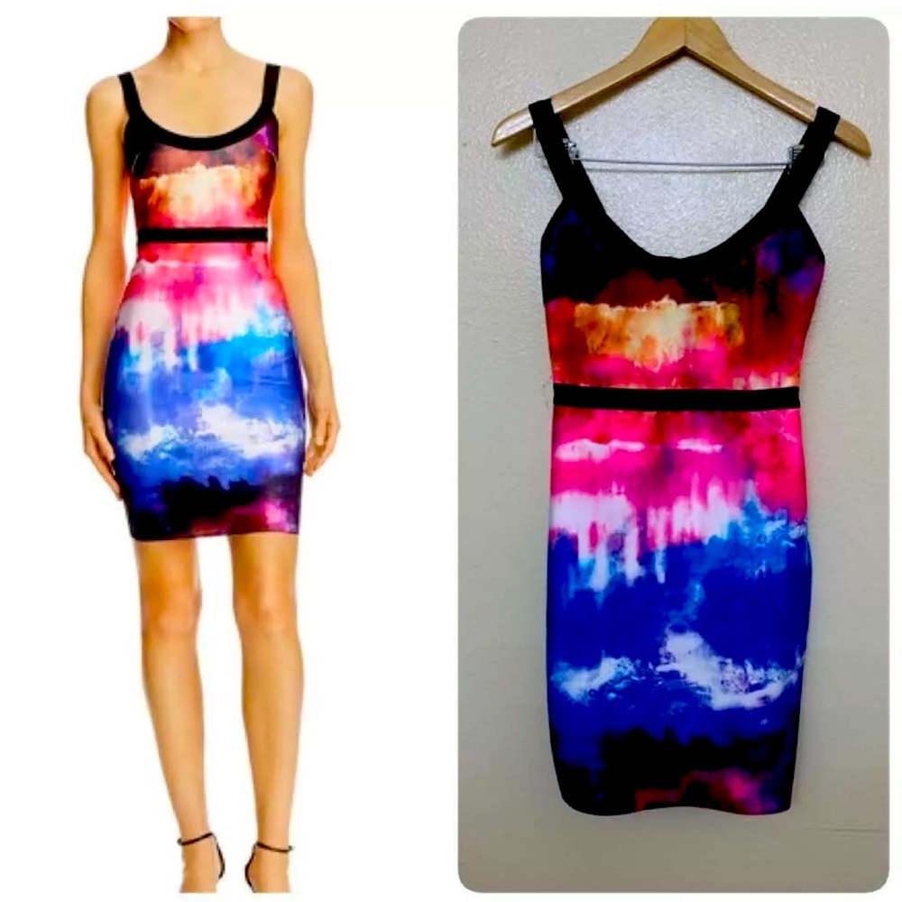 WOW Couture Womens Tie-Dye Party Bodycon Mini Sheath Dress Small Multi Color